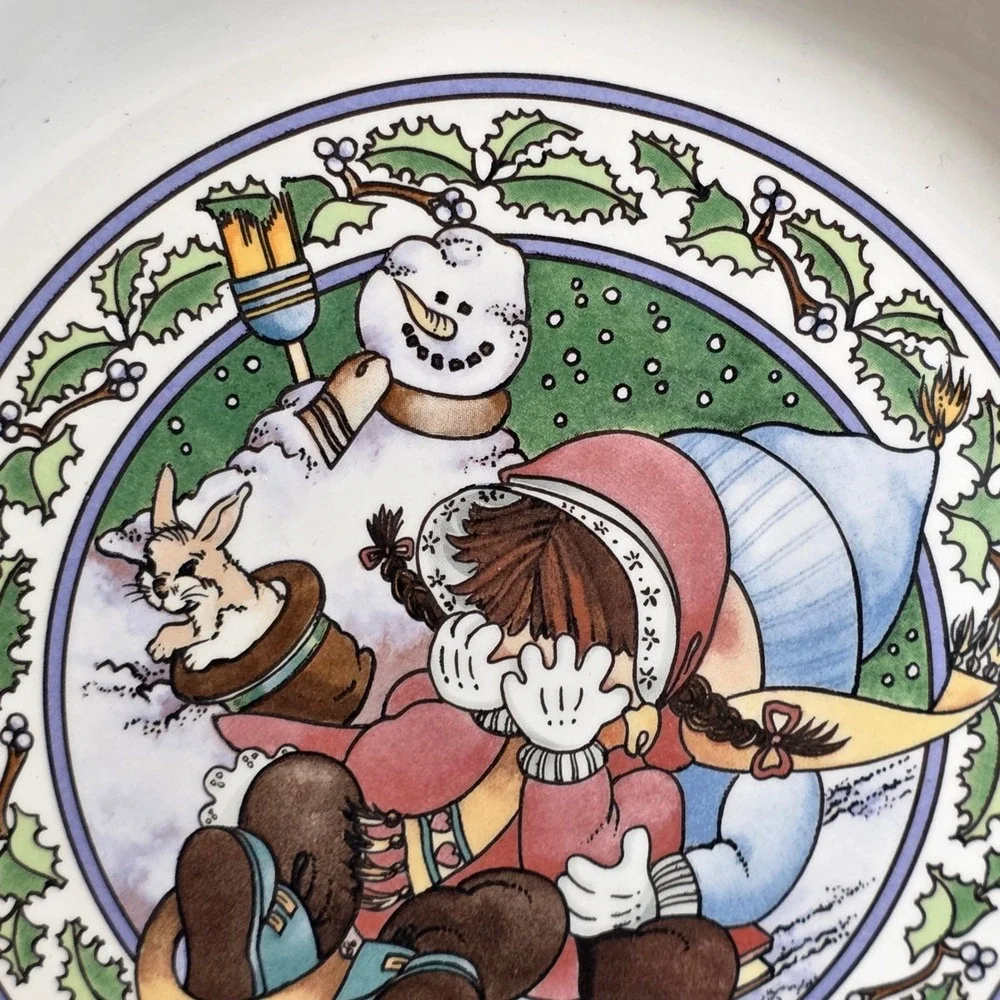Vintage 1989 Watkins Country Kids Snow Magic Ceramic Pie Plate Recipe Backside